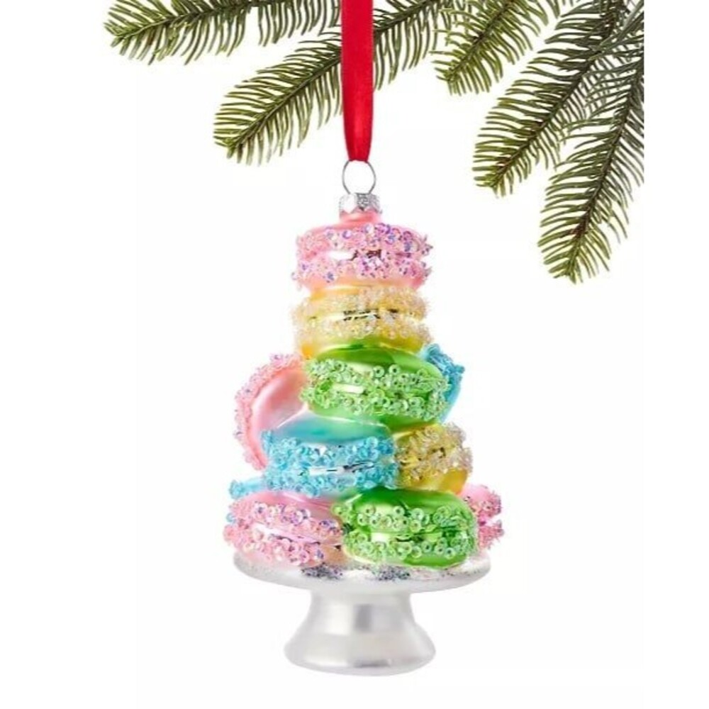 New Holiday Lane Sweet Tooth Molded Glass Macaroon Ornament